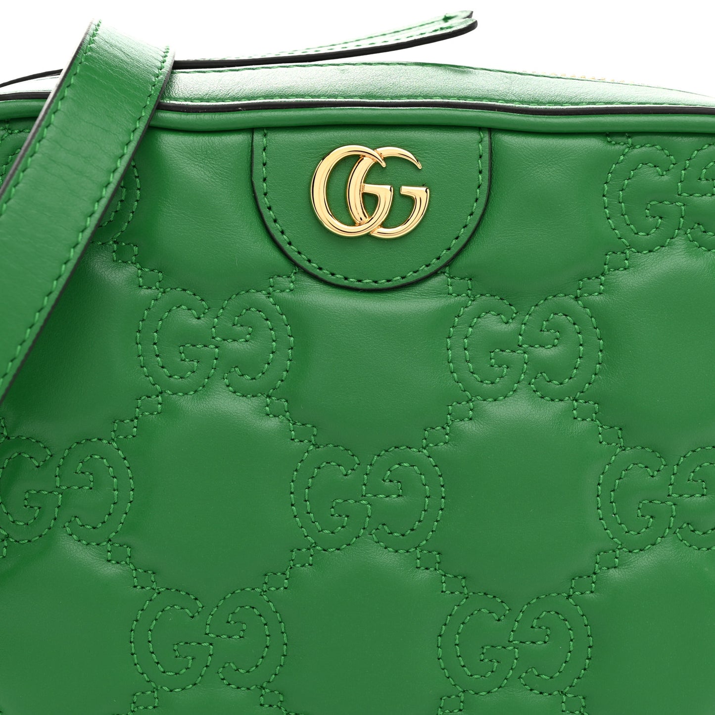 Calfskin GG Matelasse Shoulder Bag Spring Green Natural