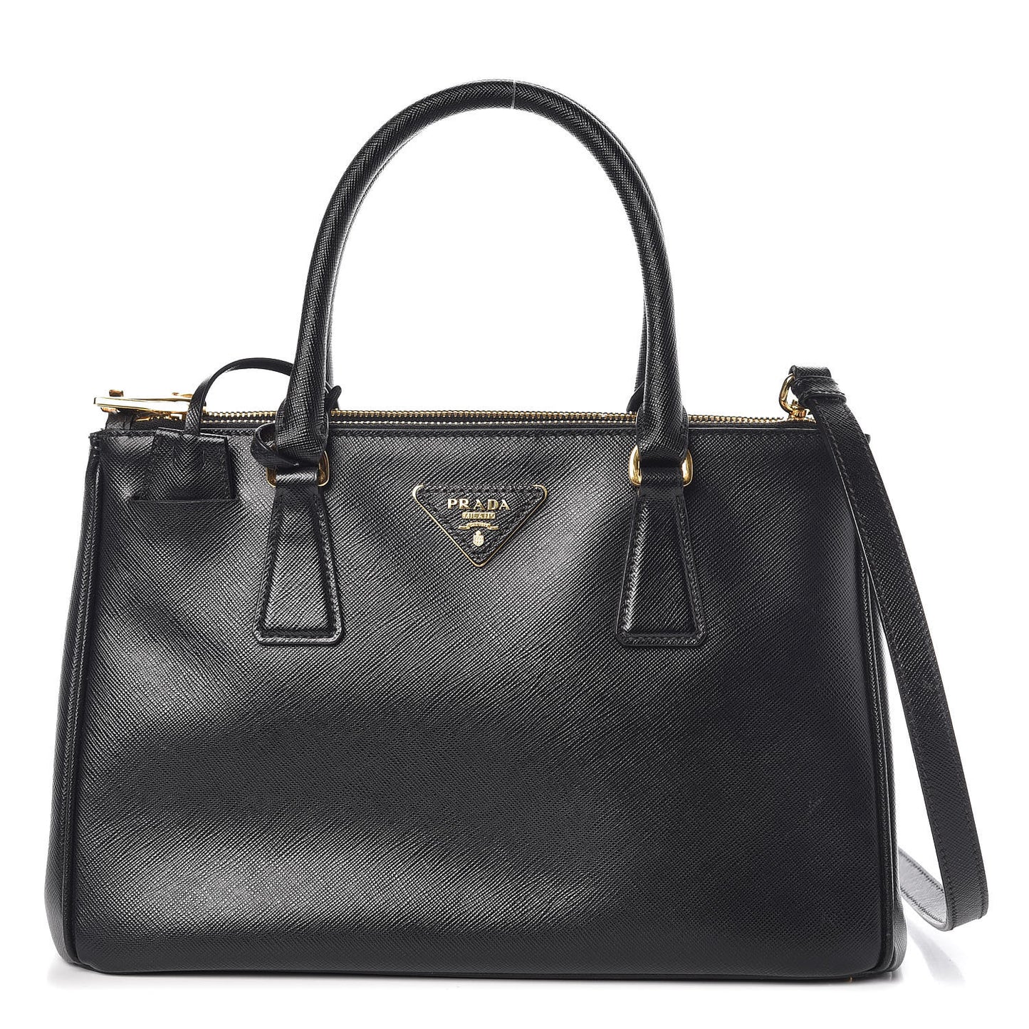 Saffiano Small Galleria Double Zip Tote Black