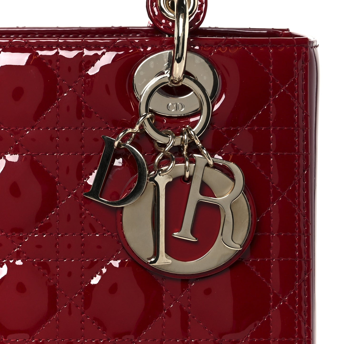 Patent Cannage Medium Lady Dior Red