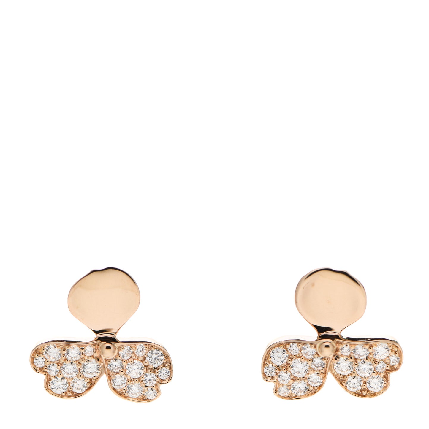 18K Rose Gold Diamond Paper Flowers Earrings