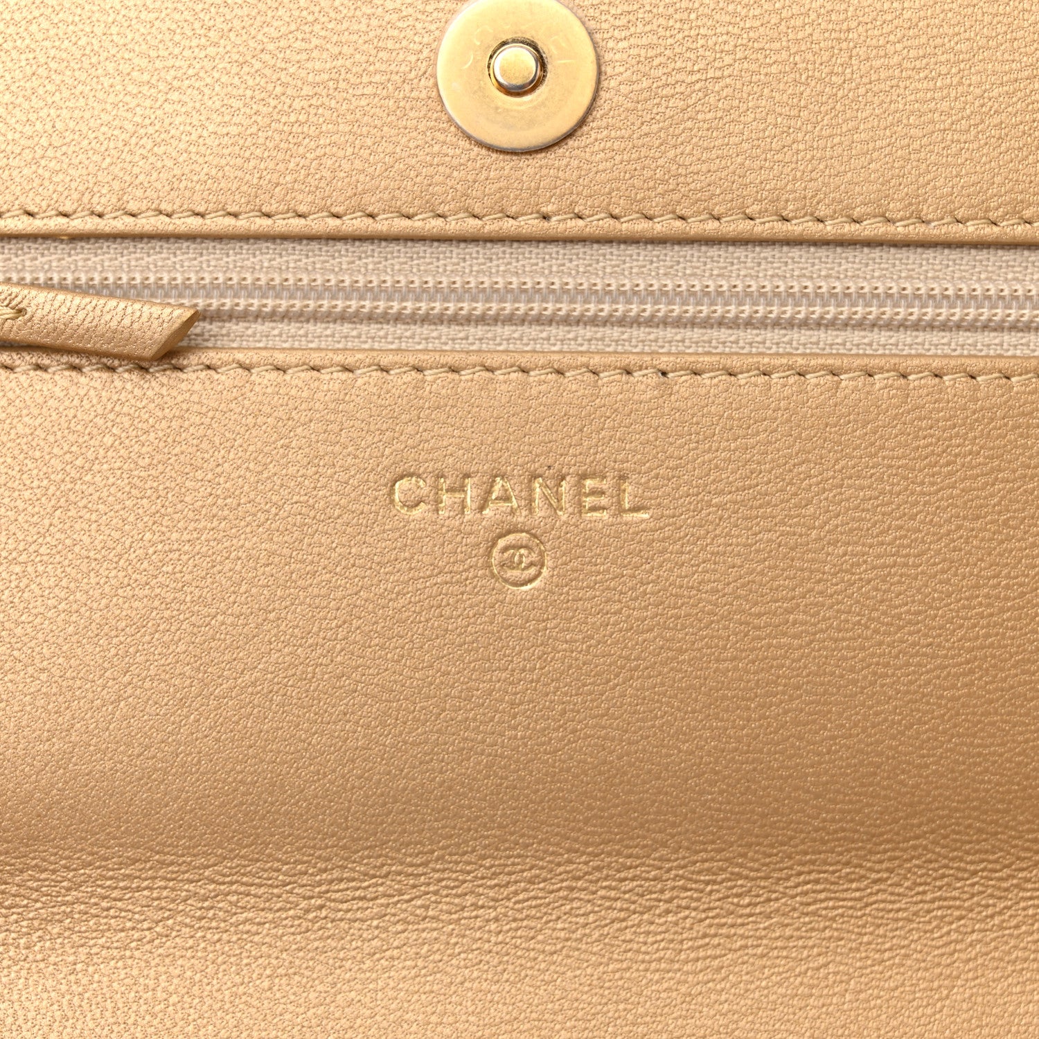 Chanel Metallic Goatskin Quilted Chanel 19 Wallet On Chain WOC Gold 6 of 18