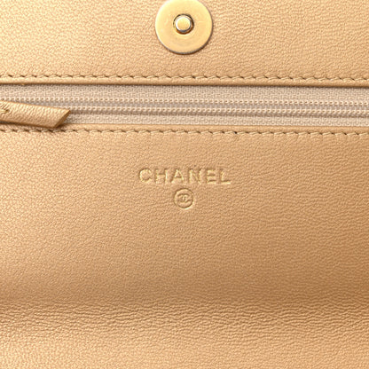 Chanel Metallic Goatskin Quilted Chanel 19 Wallet On Chain WOC Gold 6 of 18