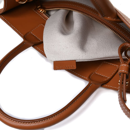 Celine Canvas Calfskin Logo Print Small Vertical Cabas Natural Tan 7 of 11