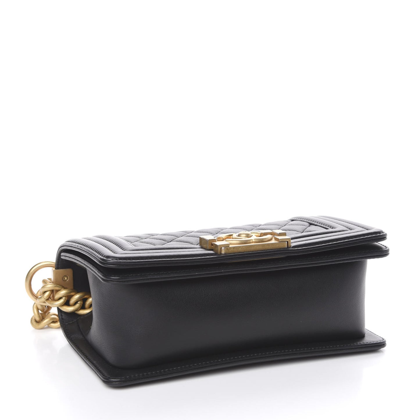 Calfskin Quilted Small Boy Flap Black