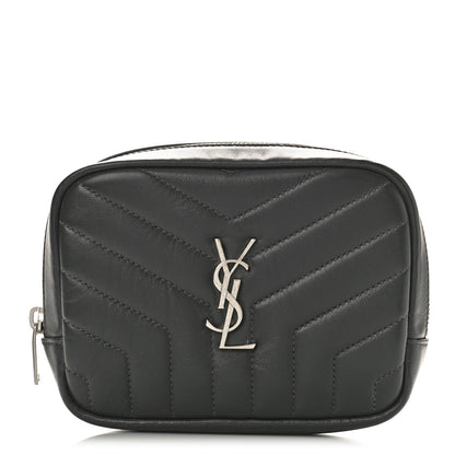 Saint Laurent Lambskin Y Quilted Monogram Loulou Cosmetic Case Asphalt Grey 1 of 9
