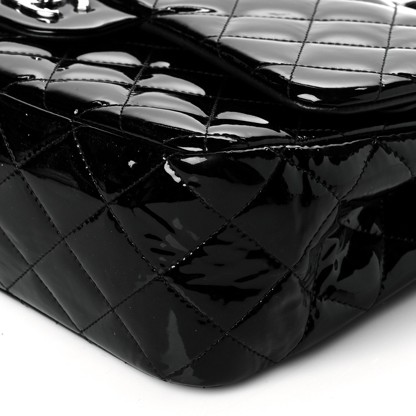 Patent Quilted Jumbo Double Flap Black