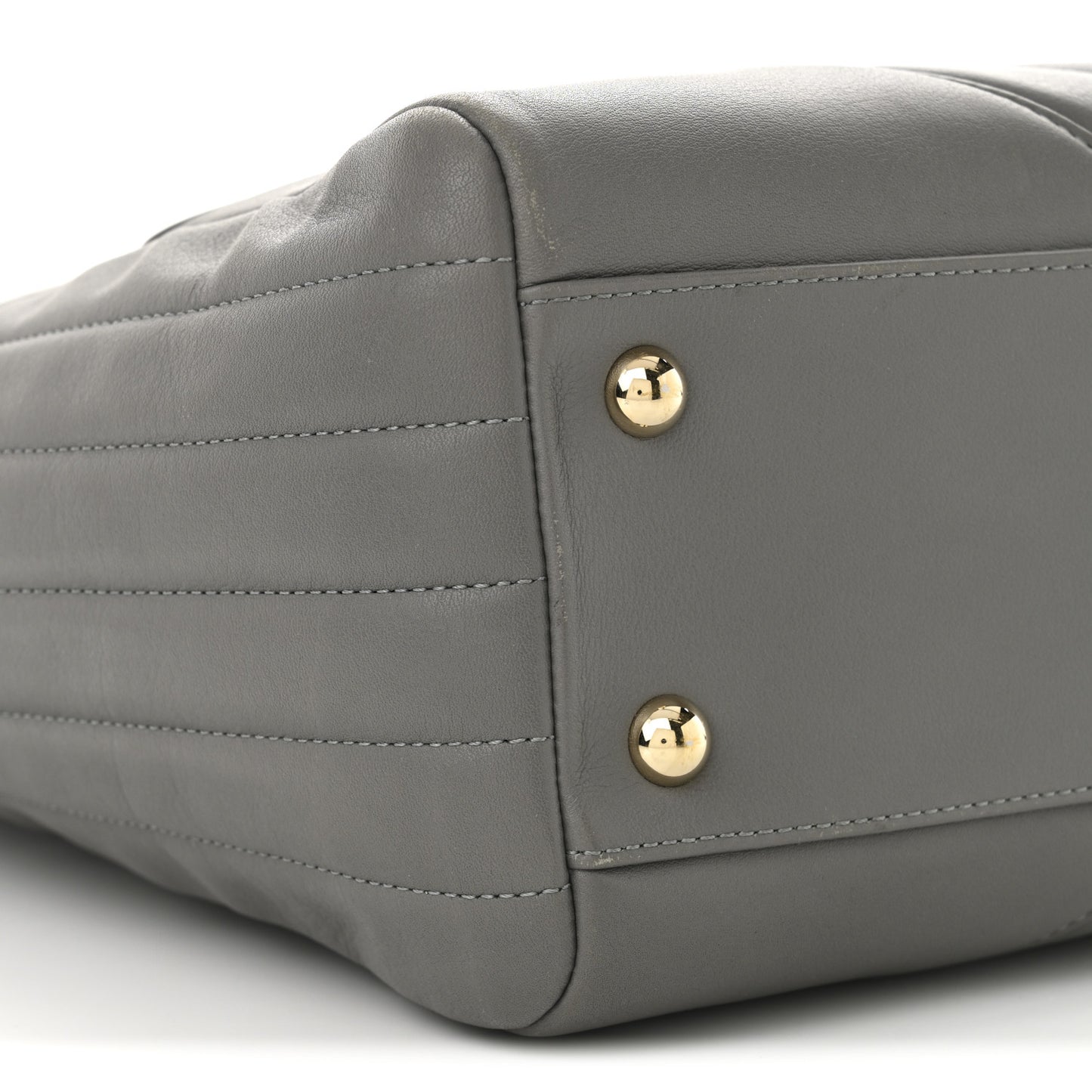 Calfskin Chevron Quilted Statement Shopping Tote Grey