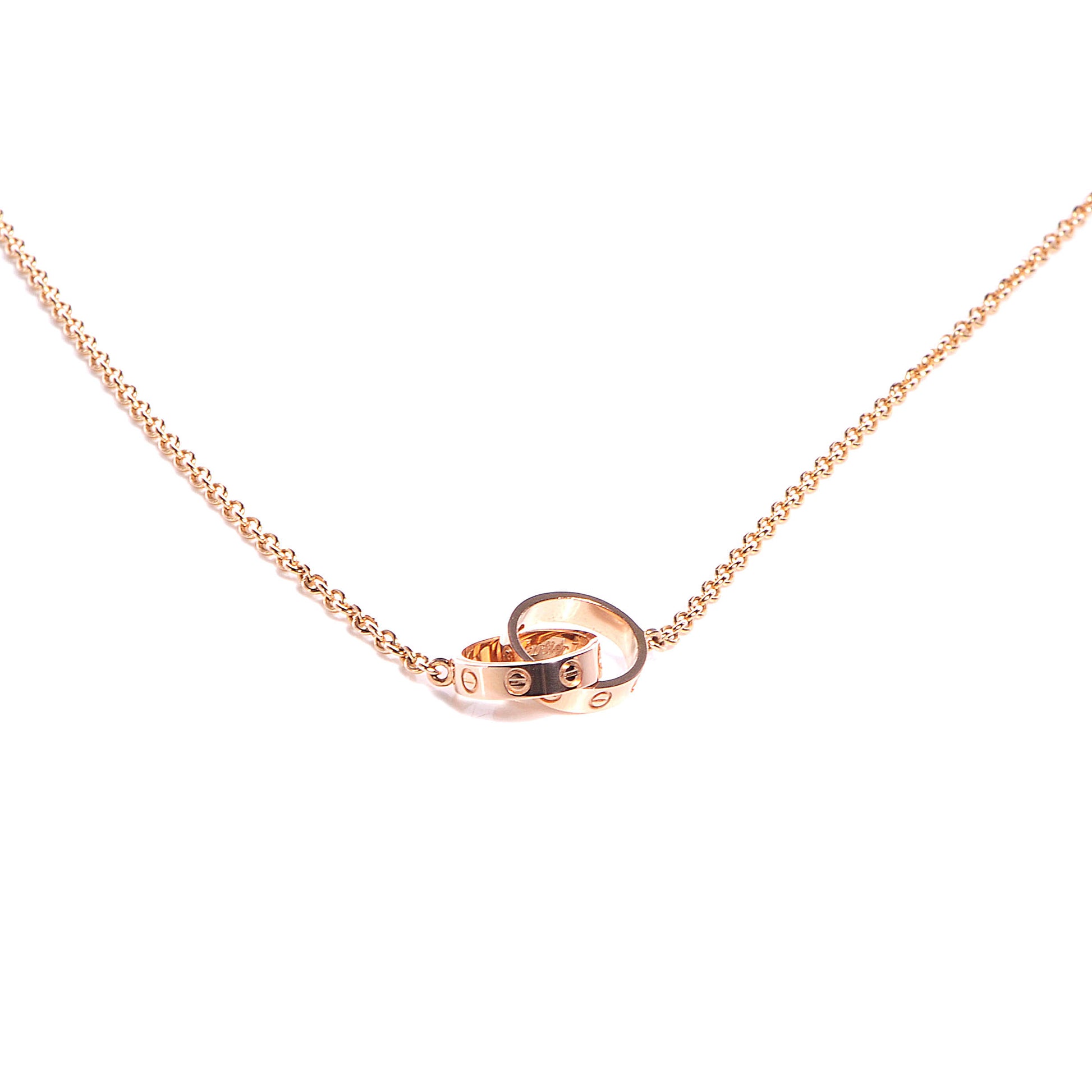 Cartier 18K Pink Gold Interlocking LOVE Necklace 1 of 9