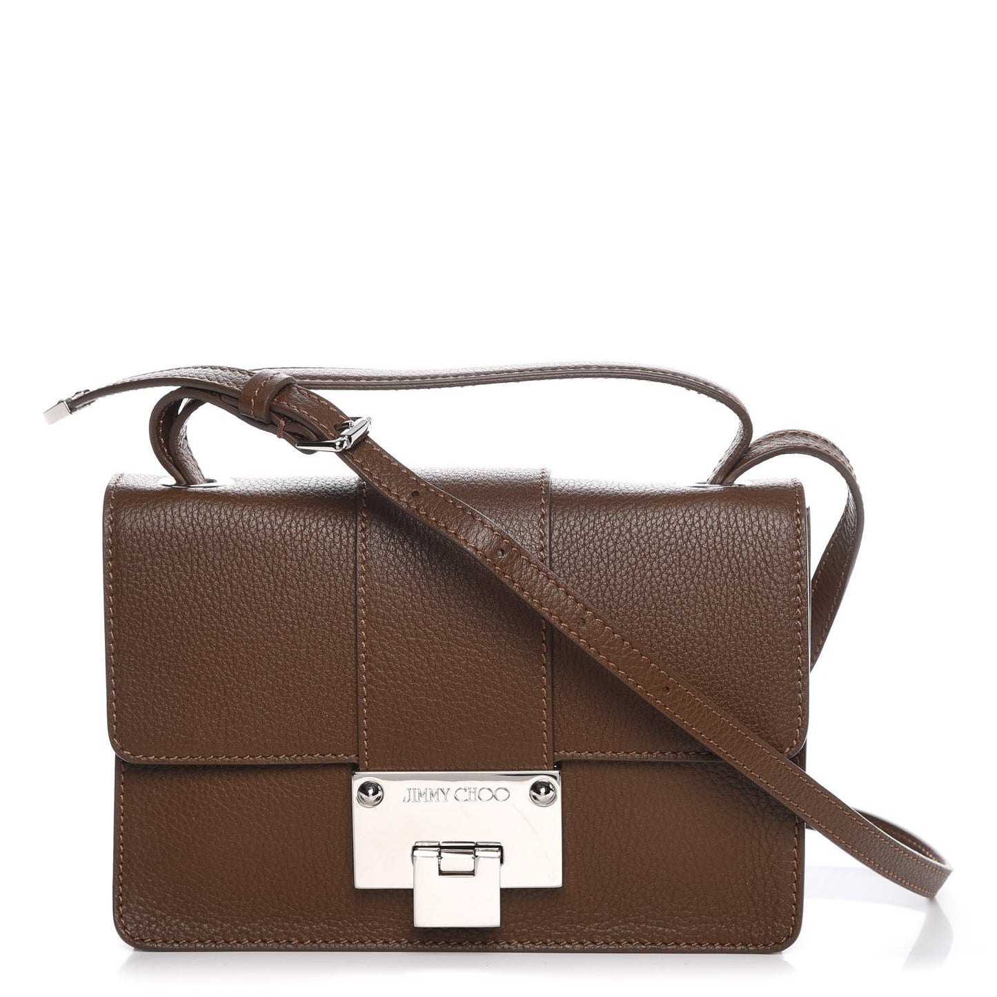 Pebbled Calfskin Rebel Crossbody Bag Brown