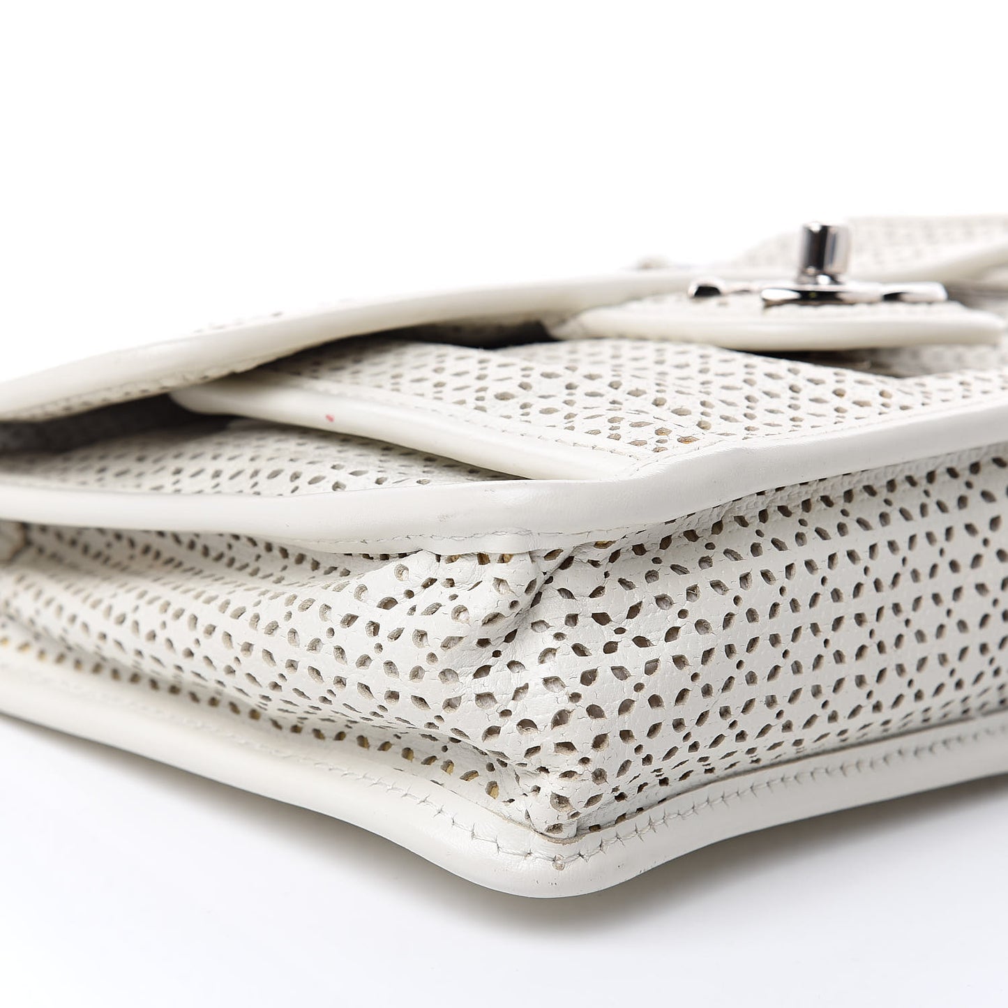 Perforated Calfskin Small Up In The Air Flap Ivory