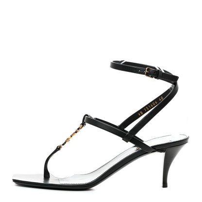 Saint Laurent Calfskin Cassandra 60 Sandals 40 Black 1 of 9