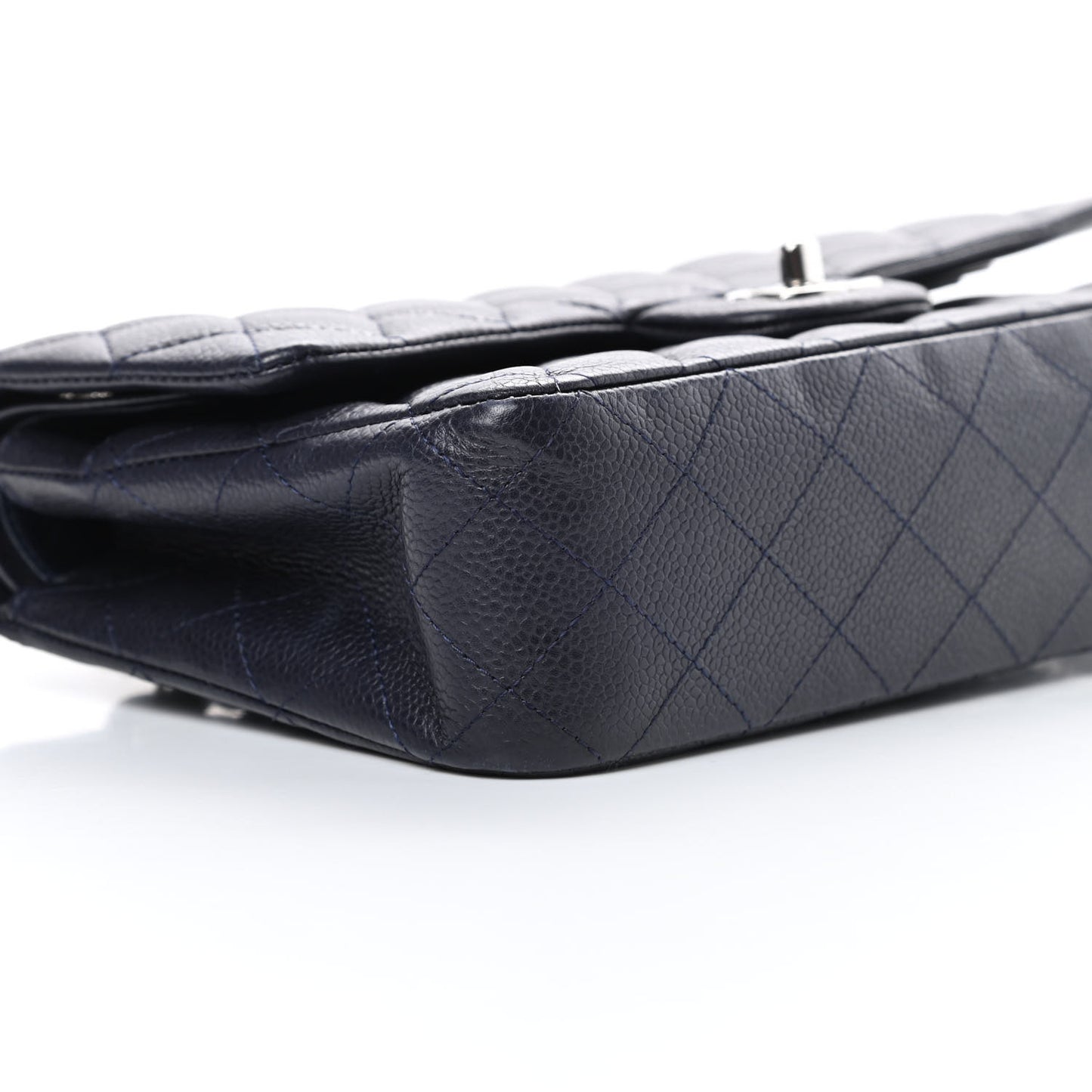 Lambskin Quilted Medium Double Flap Navy