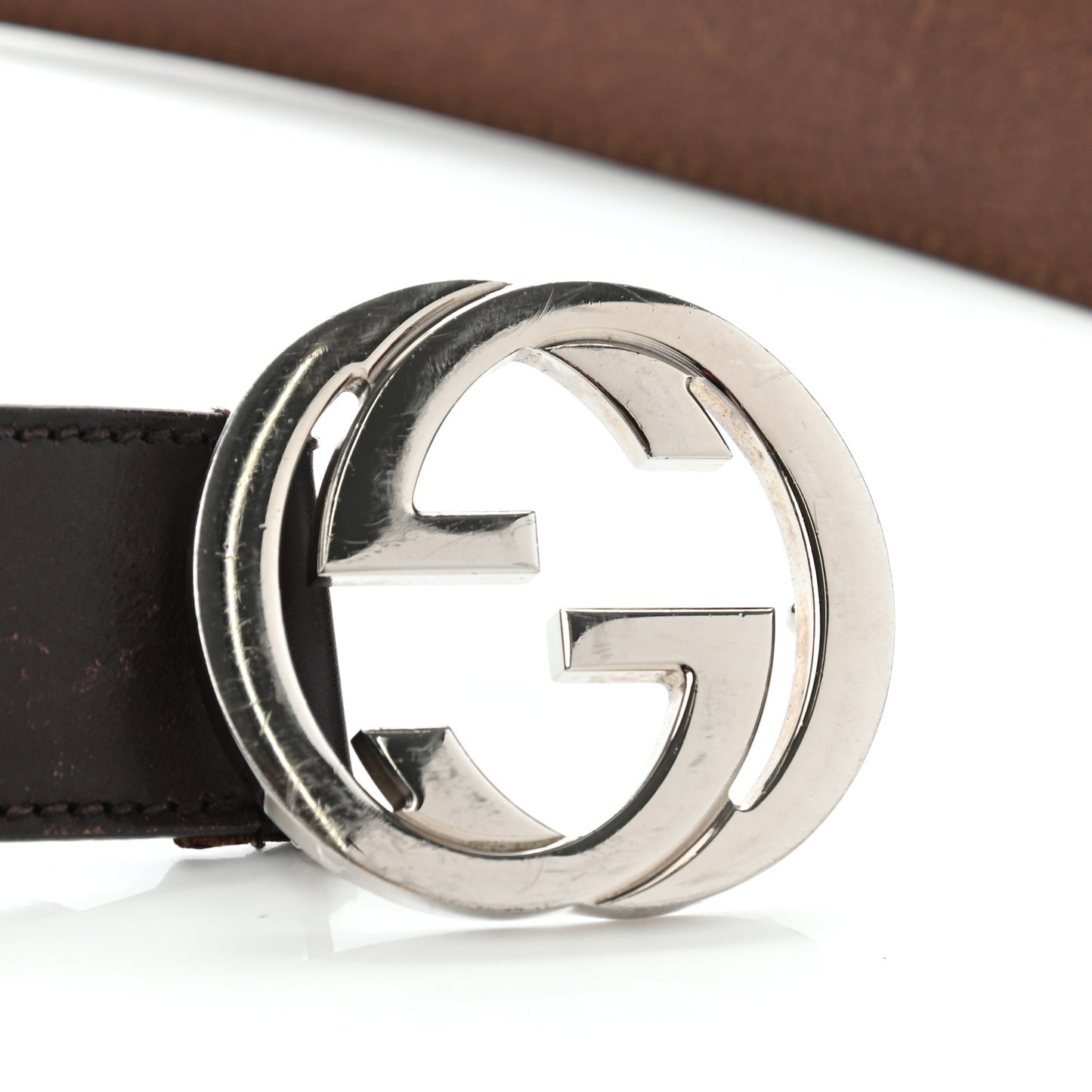 Calfskin Interlocking G 40mm Belt 85 34 Dark Brown