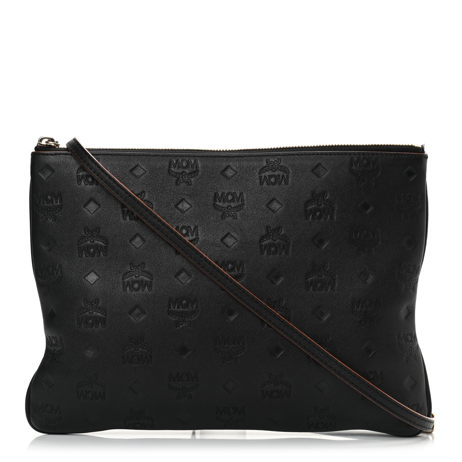 MCM Calfskin Monogram Klara Crossbody Pouch Black 1 of 12