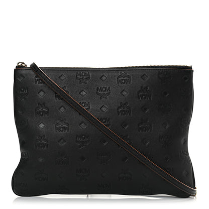 MCM Calfskin Monogram Klara Crossbody Pouch Black 1 of 12
