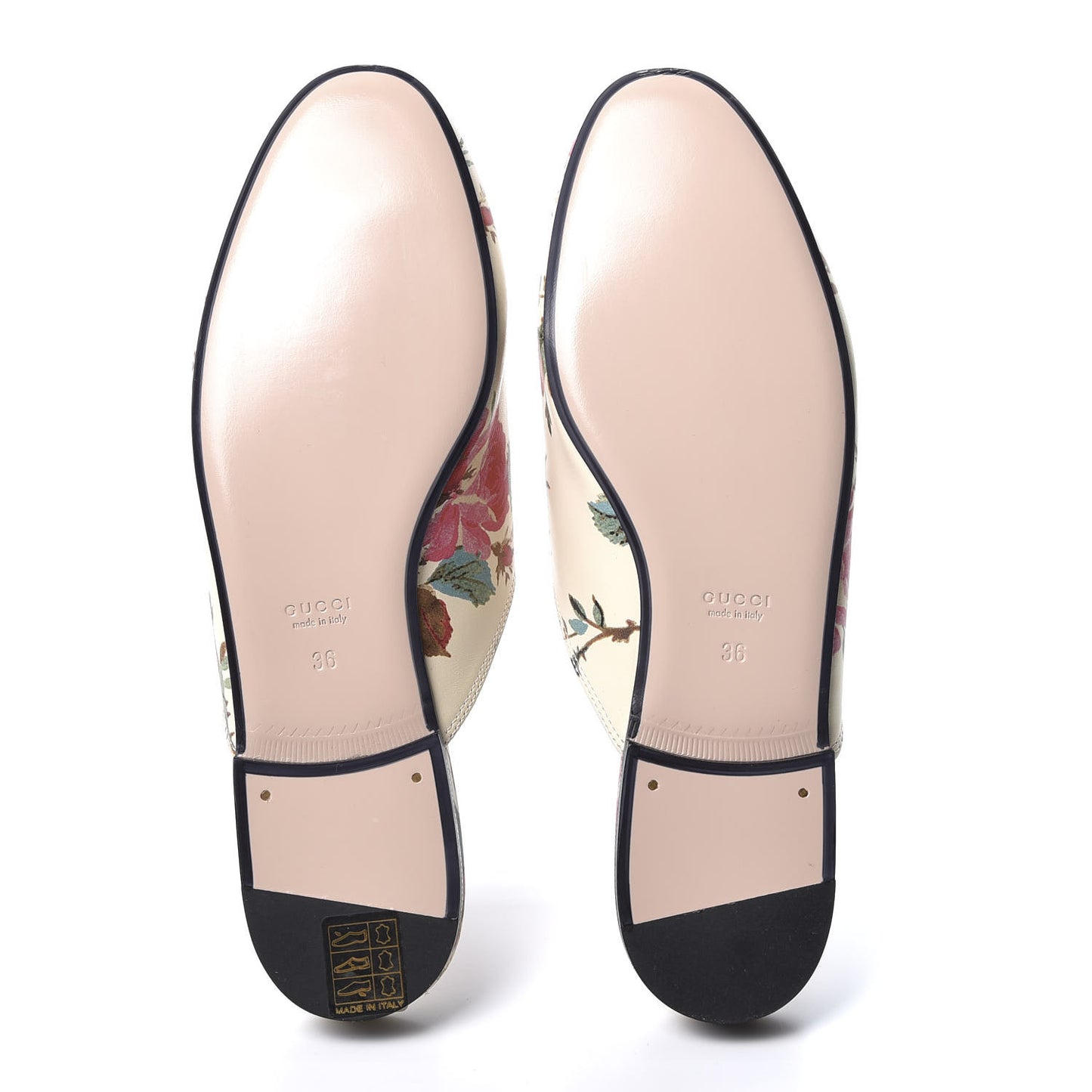 Calfskin Stamp Allover Rose Princetown Slippers 36 Ivory Multicolor