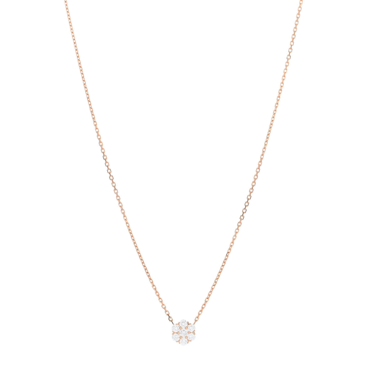 18K Rose Gold Diamond Fleurette Pendant Necklace