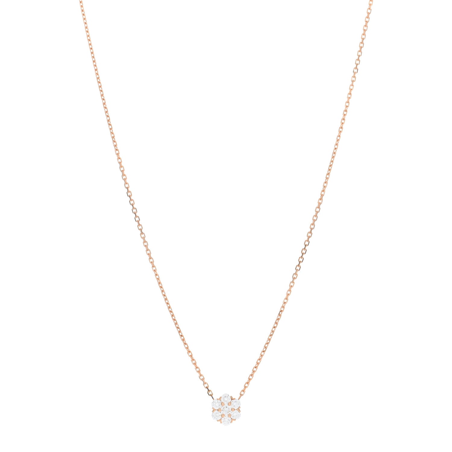 Van Cleef & Arpels 18K Rose Gold Diamond Fleurette Pendant Necklace 1 of 4