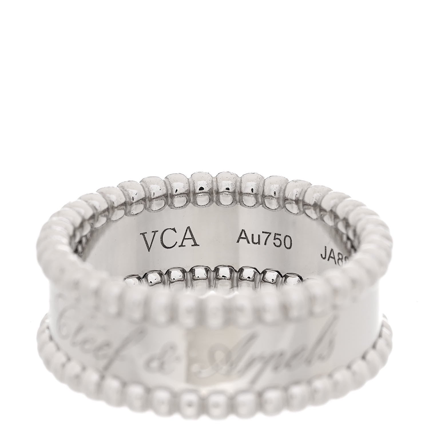 Van Cleef & Arpels 18K White Gold Perlee Signature Ring 53 6.5 4 of 8