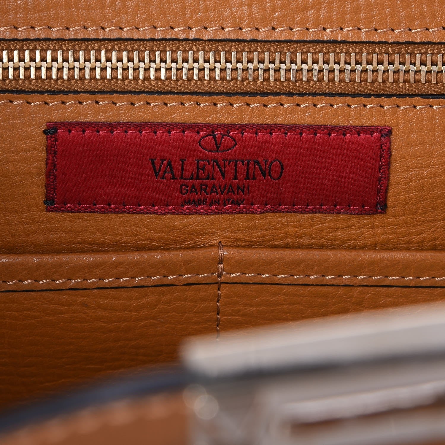 Valentino Garavani Textured Calfskin Medium Rockstud Tote Camel 7 of 8