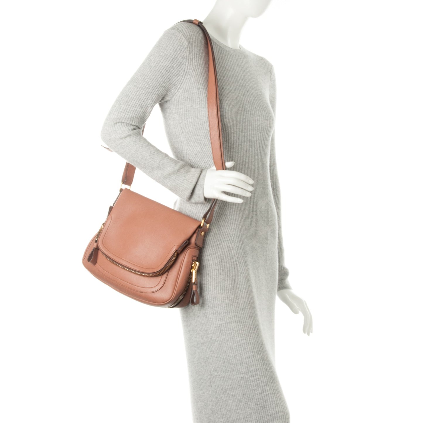 Pebbled Calfskin Medium Jennifer Crossbody Desert Rose