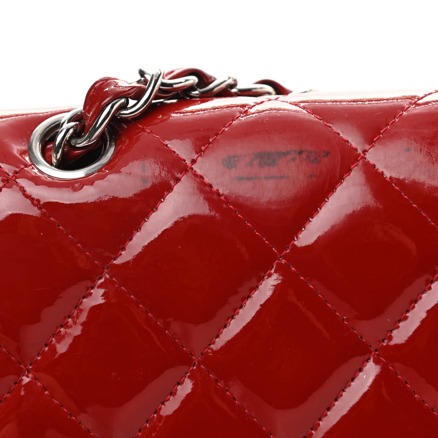 Patent Quilted Maxi Double Flap Red