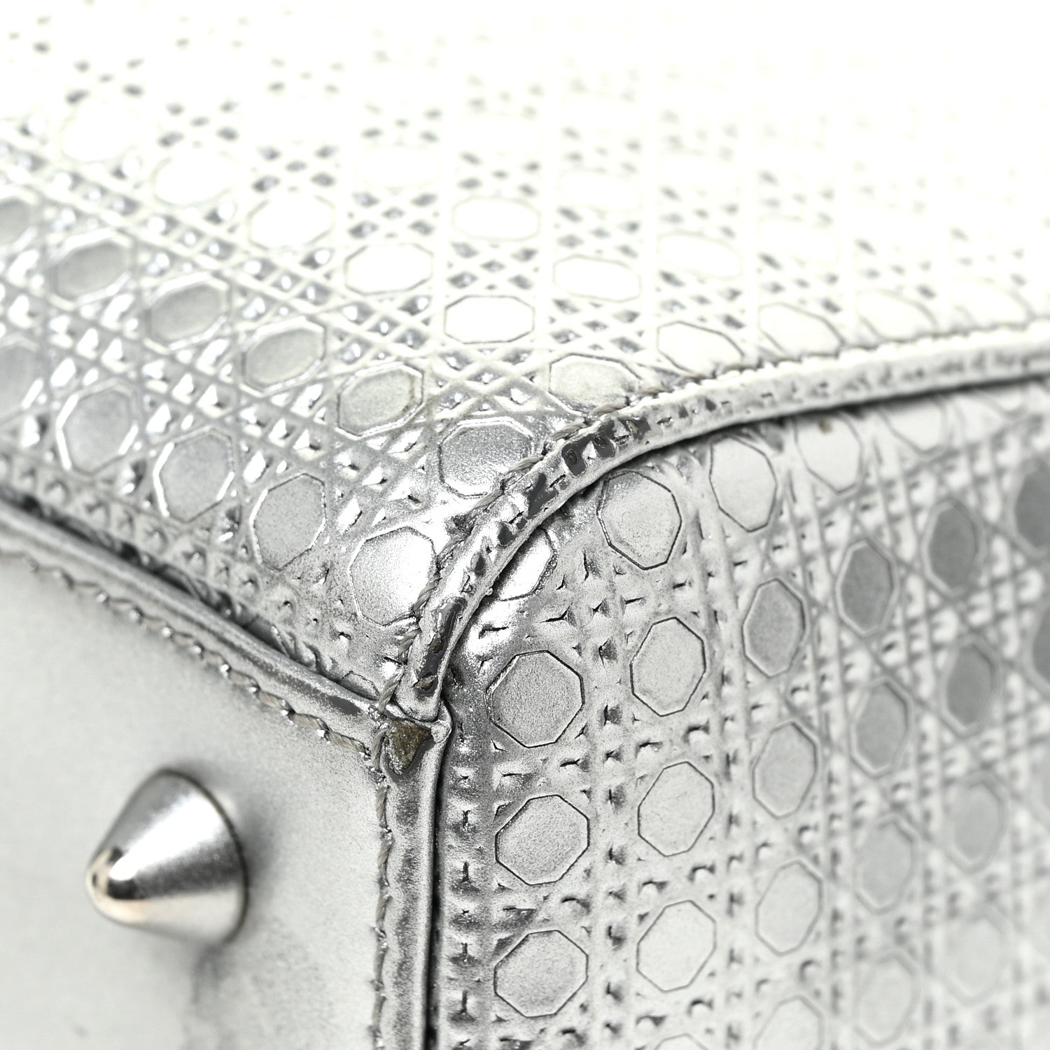 Christian Dior Metallic Patent Micro-Cannage Medium Lady Dior Silver 15 of 20