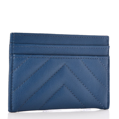 Chanel Sheepskin Chevron Reissue Card Holder Blue 3 of 10