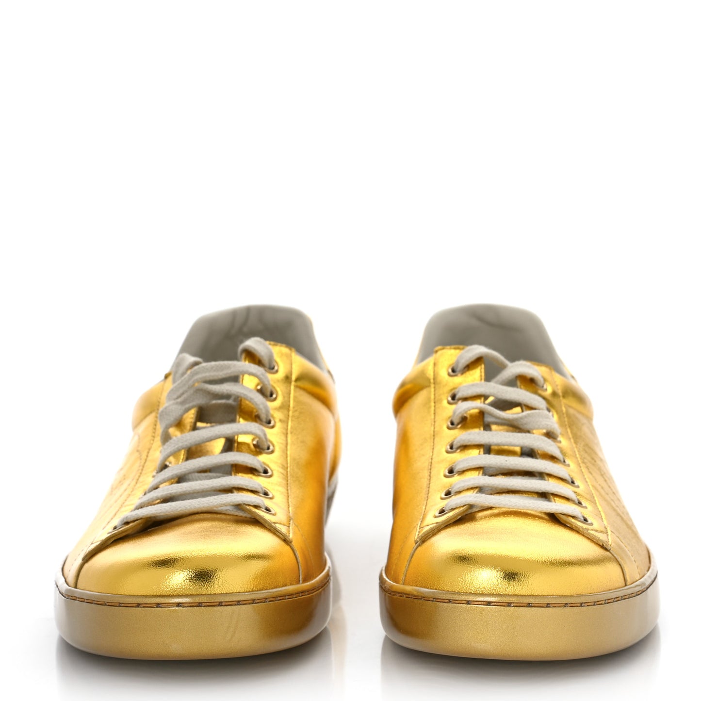 Metallic Nappa Interlocking G Perforated Mens Ace Sneakers 11.5 Oro Vecchio