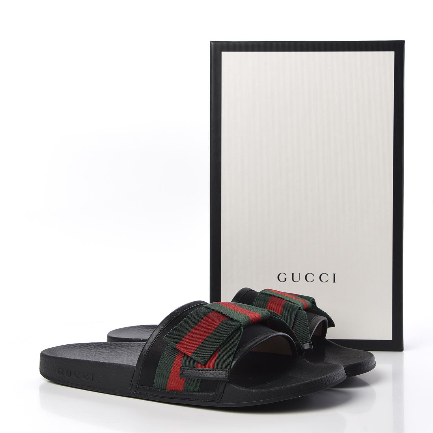 Gucci Satin Web Bow Slide Sandals 41 Black 9 of 9