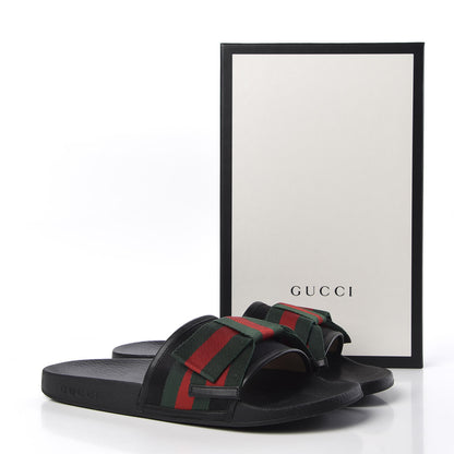 Gucci Satin Web Bow Slide Sandals 41 Black 9 of 9