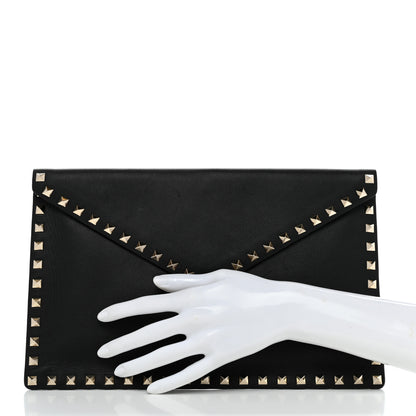 Valentino Garavani Vitello Large Rockstud Envelope Clutch Black 2 of 8
