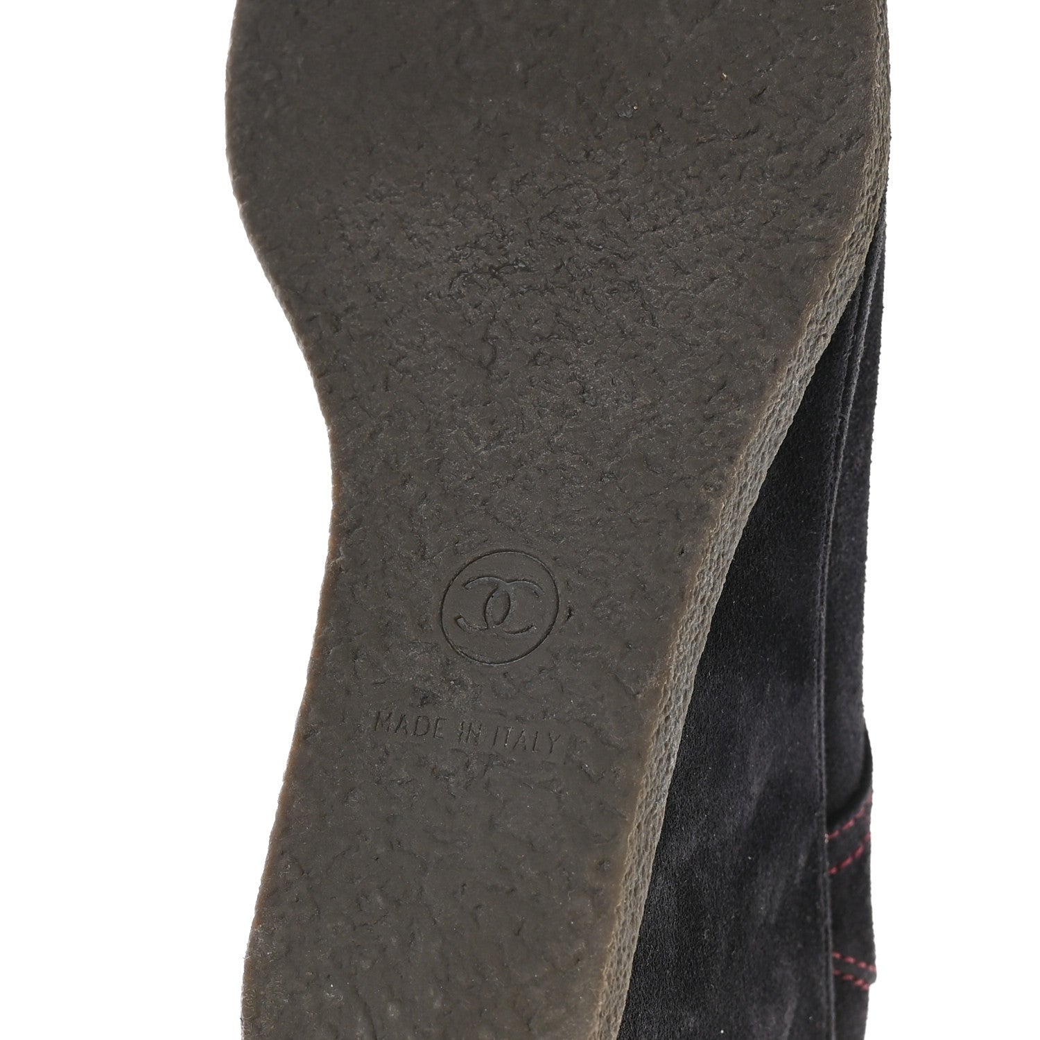 Chanel Suede Lace Up Wedge Booties 37 Dark Blue 7 of 8