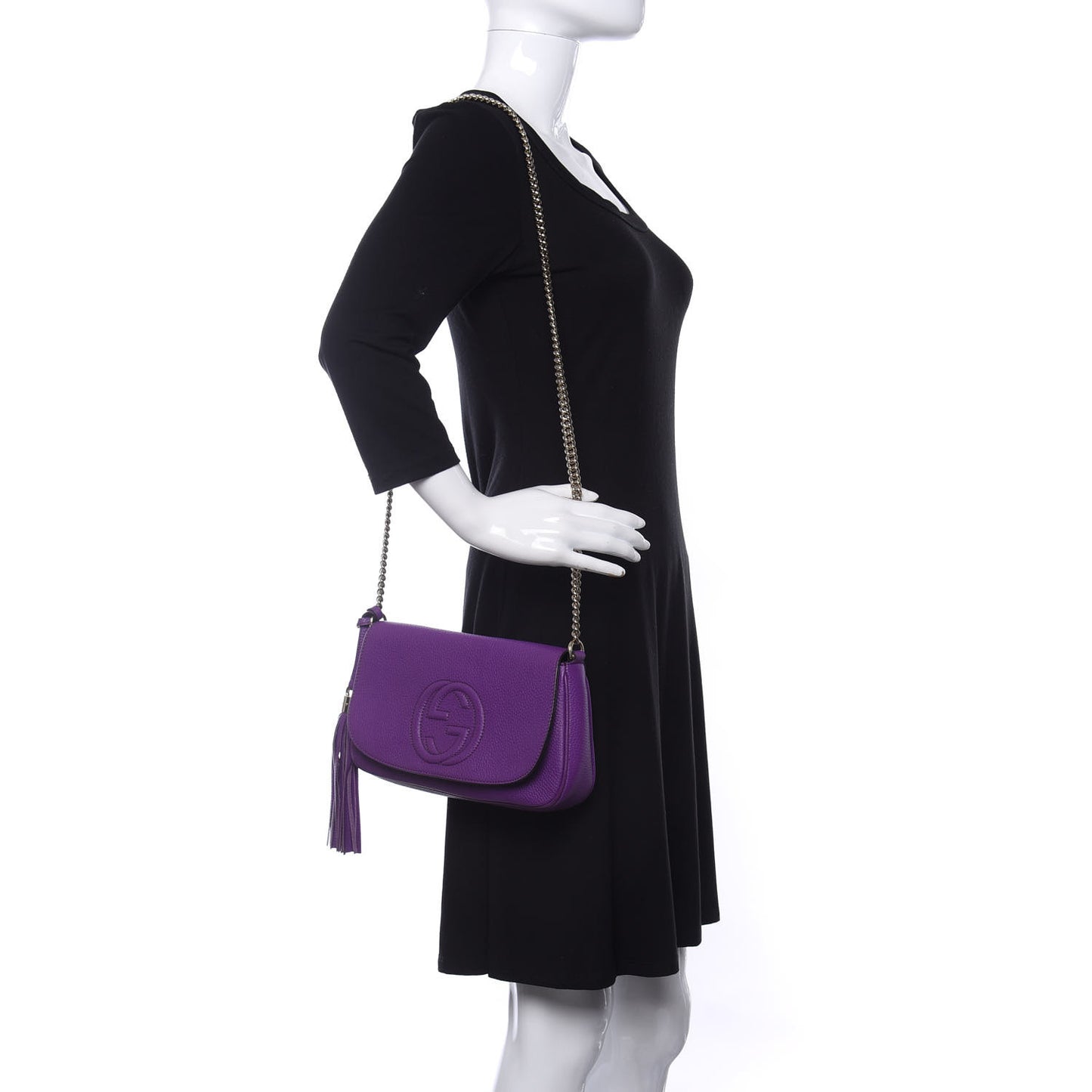 Pebbled Calfskin Medium Soho Flap Crossbody Shine Purple