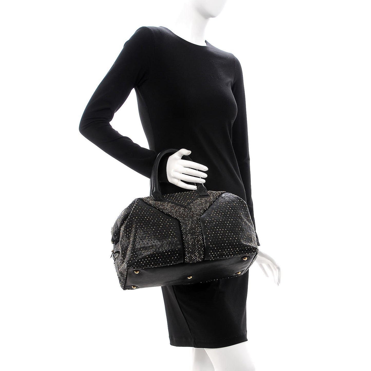 Calfskin Studded Sac Y Rock Black