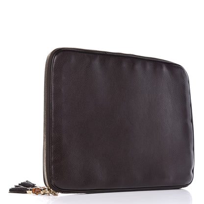 Gucci Grained Calfskin Bamboo Tassle Laptop Case Brown 3 of 13