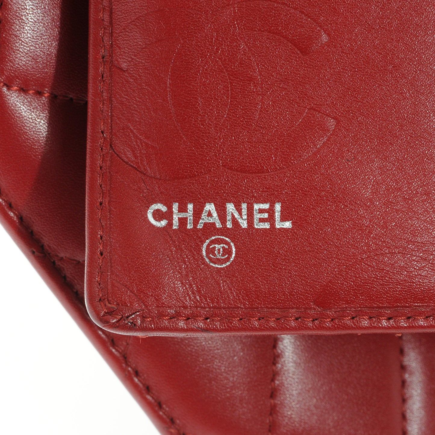 Calfskin Quilted Cambon Yen Wallet Red