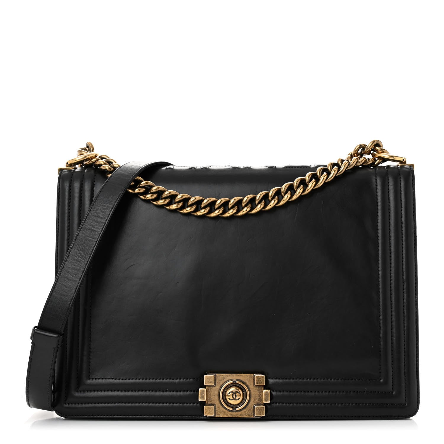 Chanel Glazed Calfskin Large Boy Flap Black 1 of 17