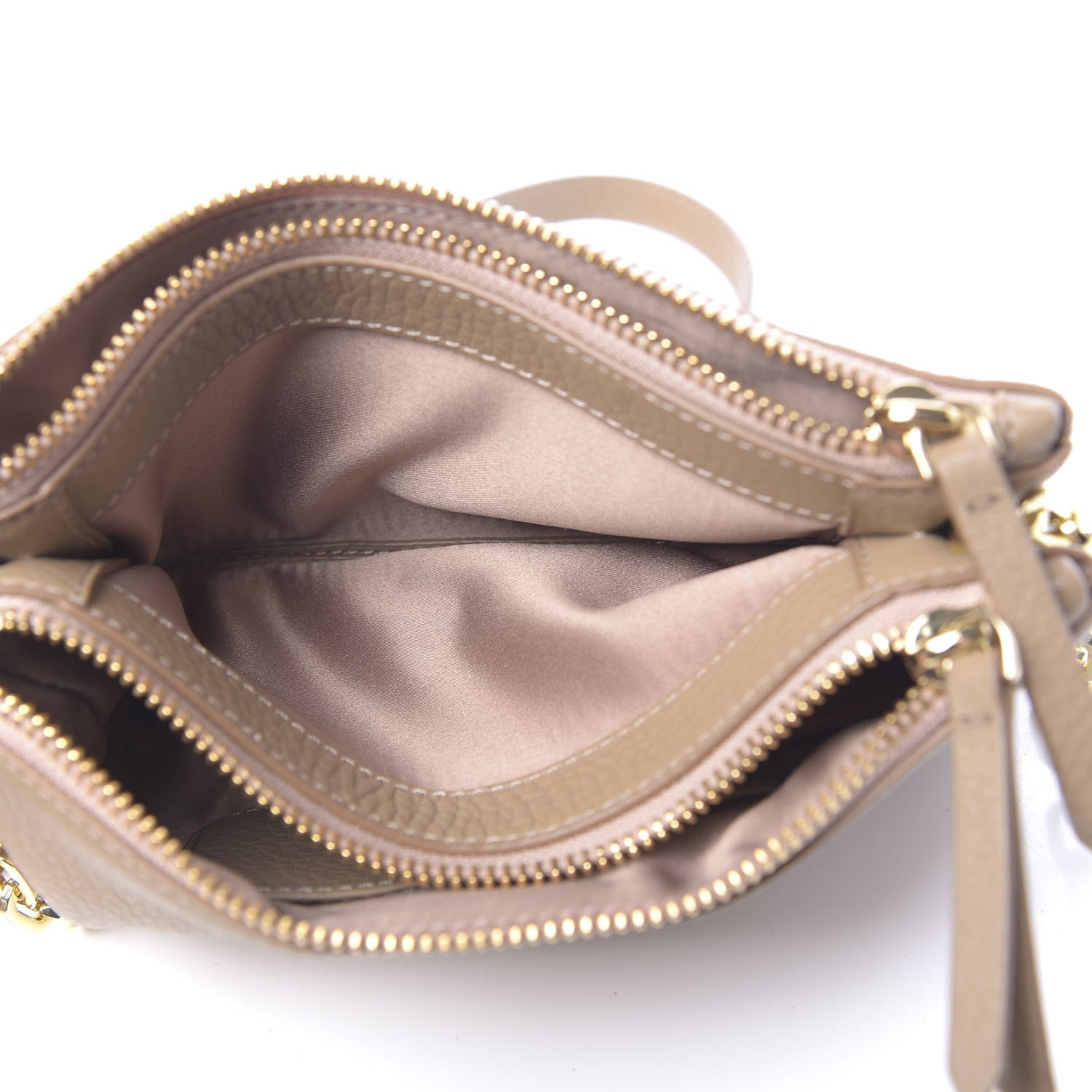 Miu Miu Vitello St.Daino Double Zip Chain Crossbody Cammeo 5 of 11