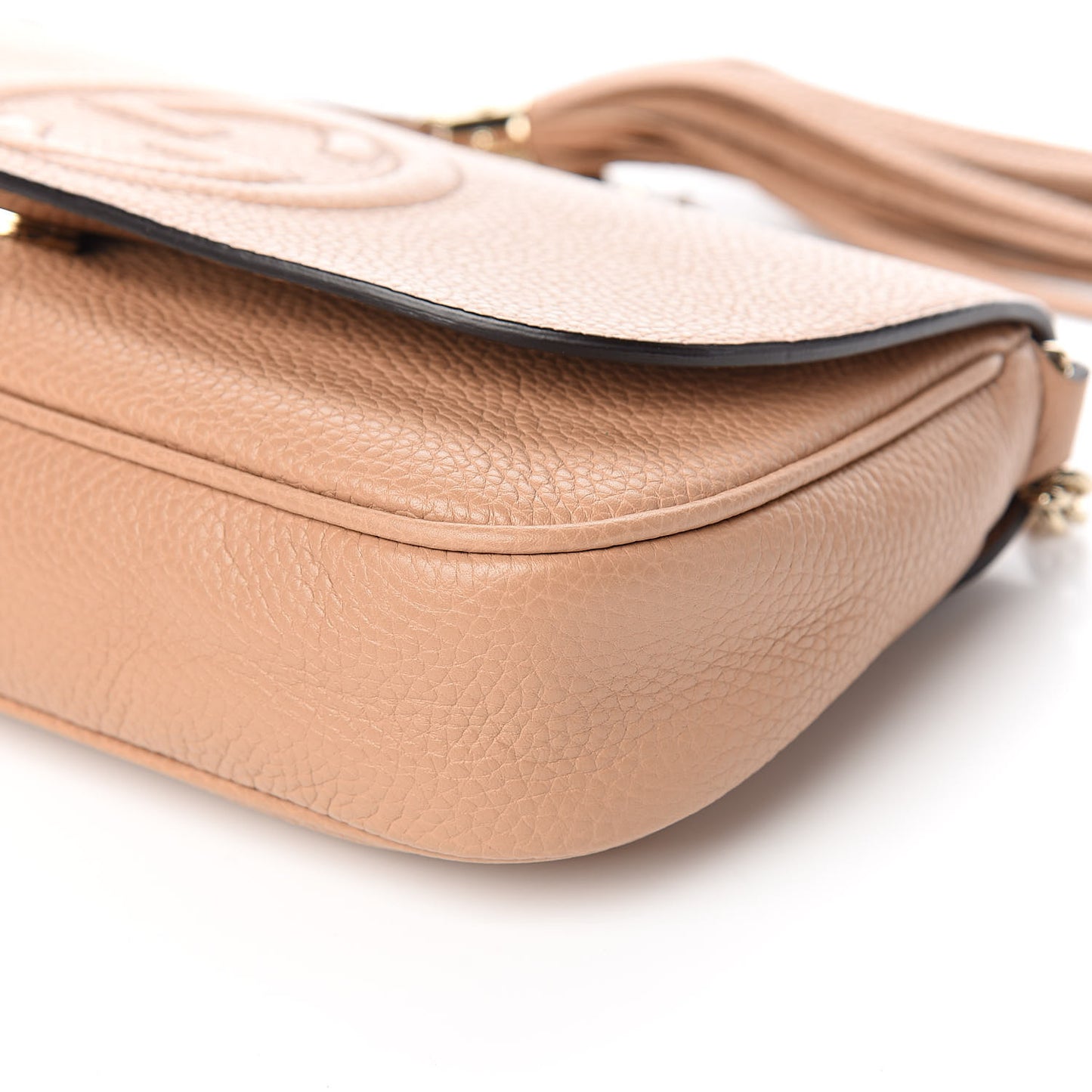Pebbled Calfskin Medium Soho Flap Crossbody Camelia