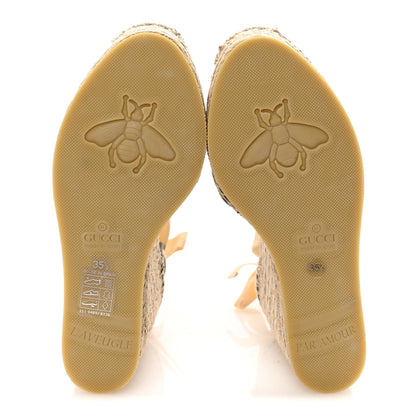 Gucci Monogram Matelasse GG Marmont Ankle Wrap Platform 35/120mm Espadrille Wedges 35.5 Beige Ebony Black Sand Storm 6 of 9