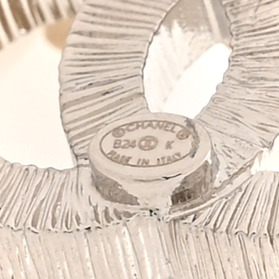 Chanel Crystal CC Bow Earrings Silver Gold 4 of 6