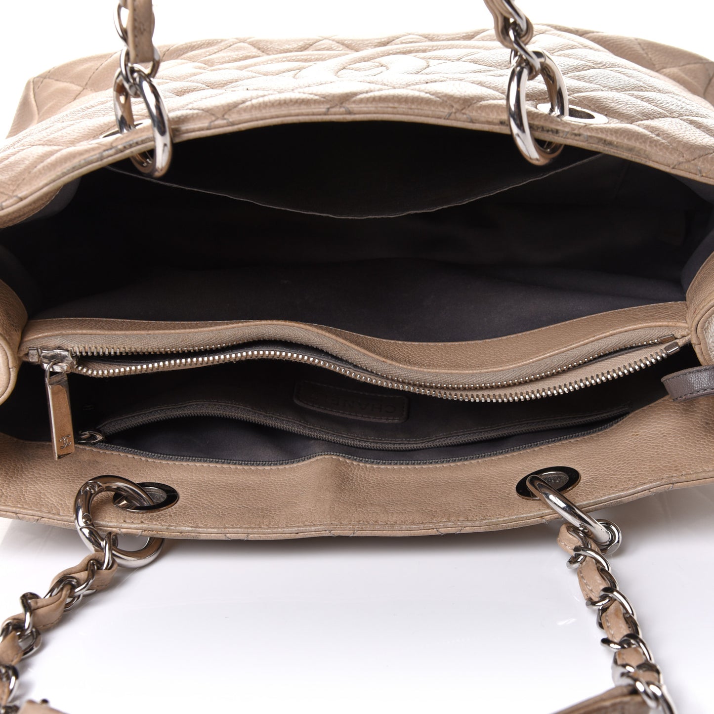 Caviar Quilted Grand Shopping Tote GST Beige Clair