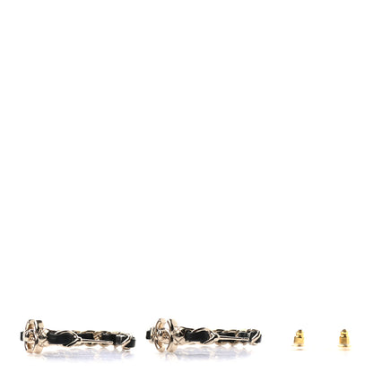 Chanel Lambskin CC Turnlock Chain Hoop Earrings Gold Black 3 of 4