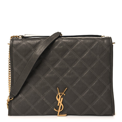 Saint Laurent Lambskin Quilted Mini Becky Chain Bag Grey Kaki 1 of 13