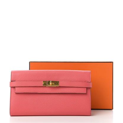 Hermes Chevre Mysore Kelly Longue Wallet Rose Lipstick 11 of 11