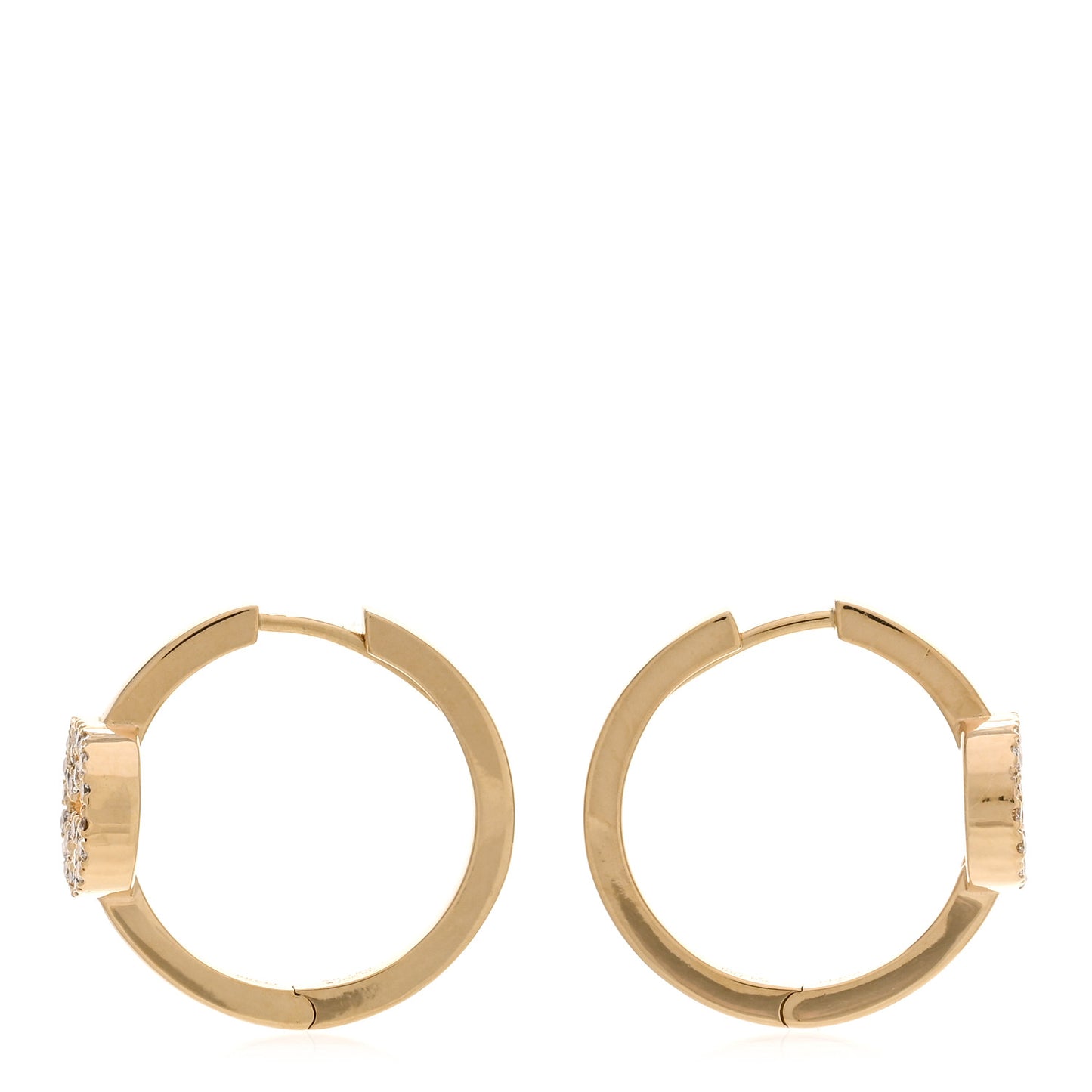 18K Yellow Gold Diamond Running G Huggie Earrings