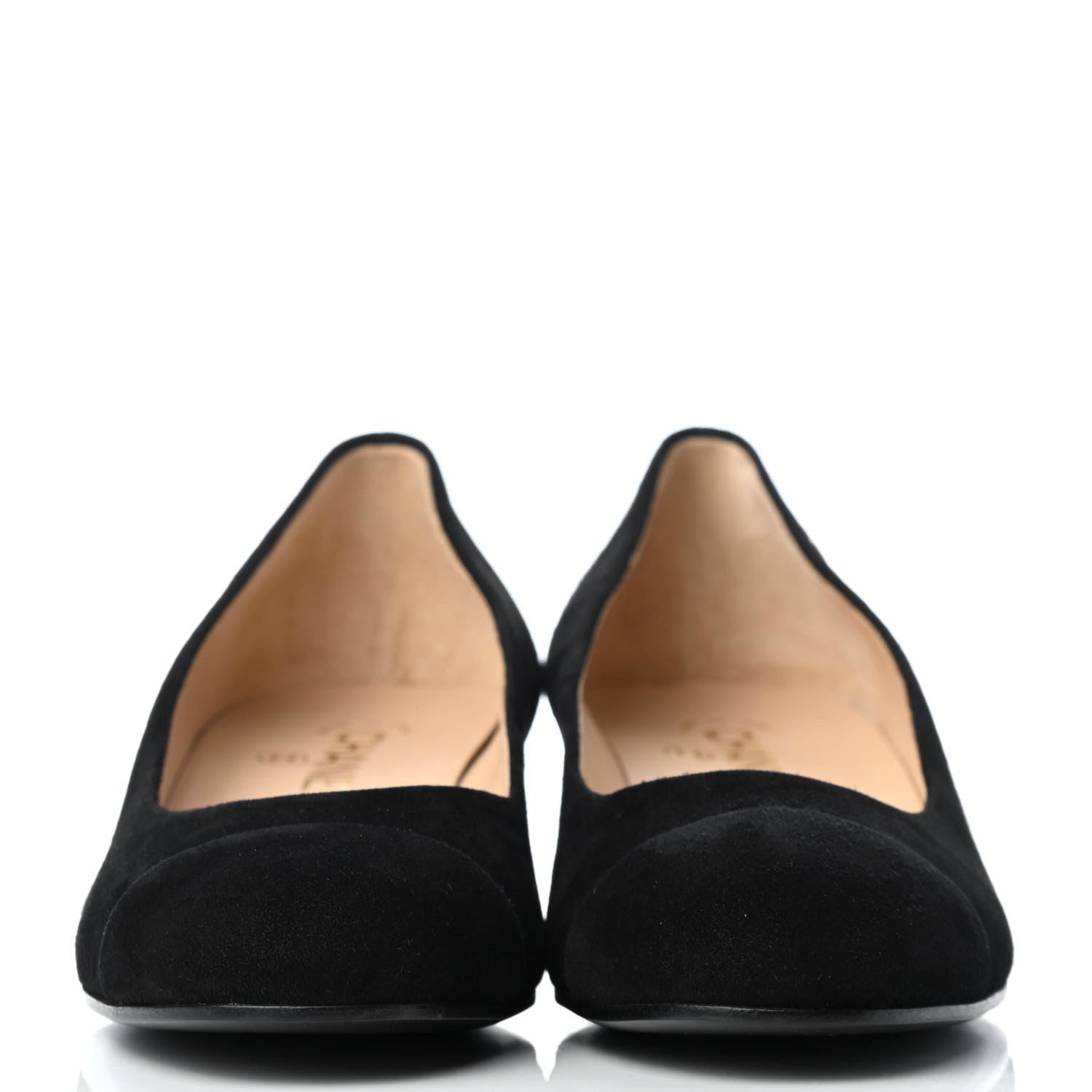 Chanel Suede CC Cap Toe Pumps 38.5 Black 2 of 8