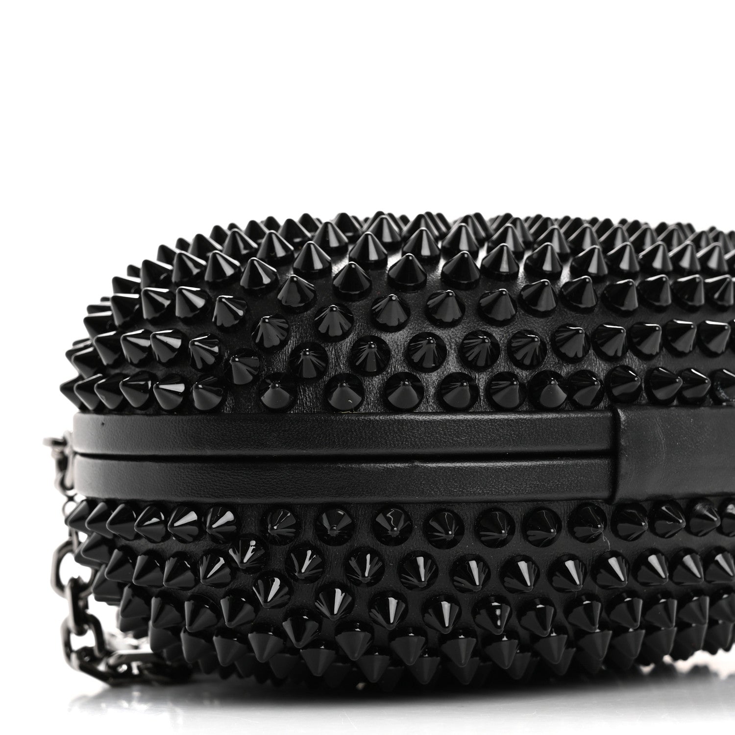 Christian Louboutin Calfskin Spikes Mina Chain Clutch Black 9 of 12