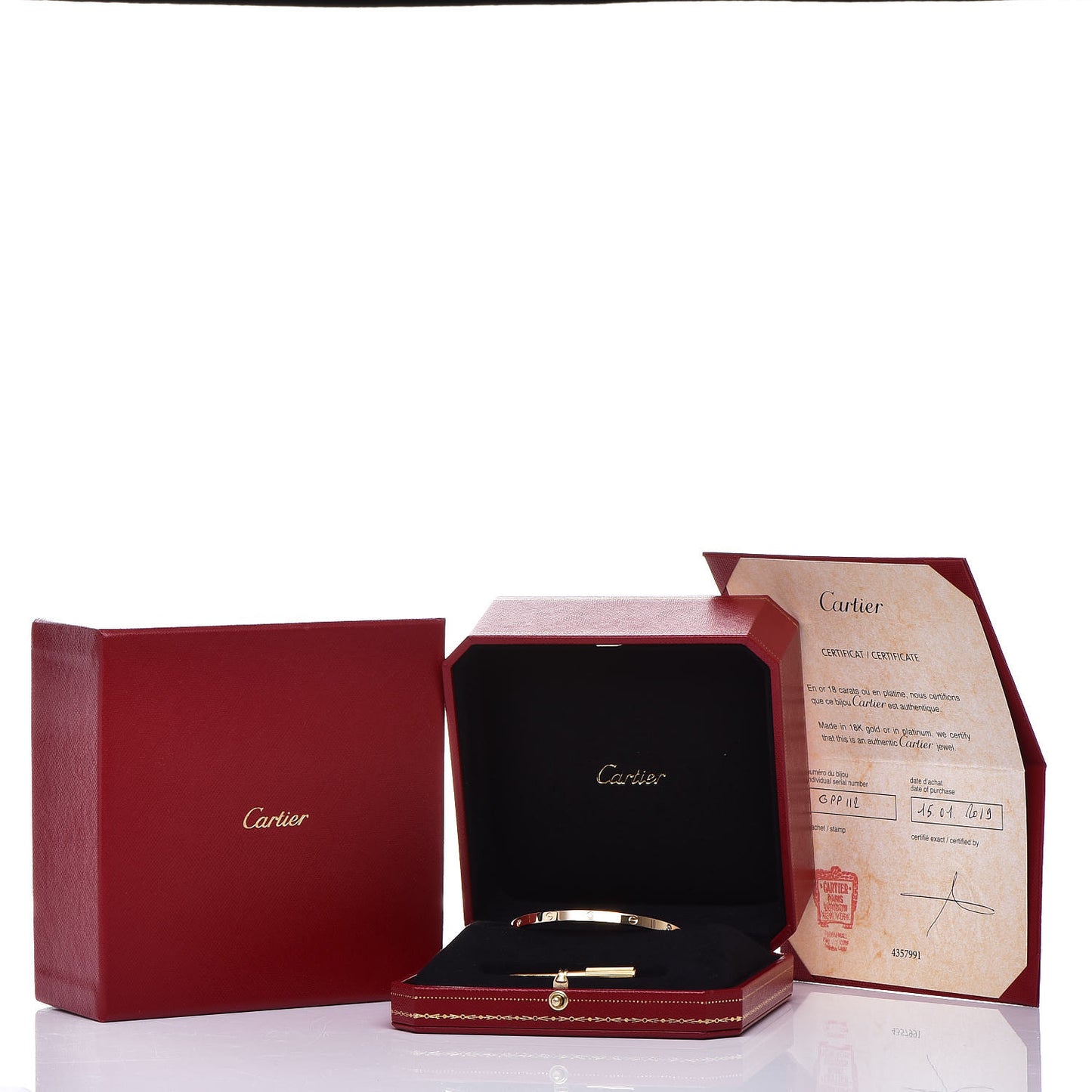 18K Yellow Gold 6 Diamond Small LOVE Bracelet 17